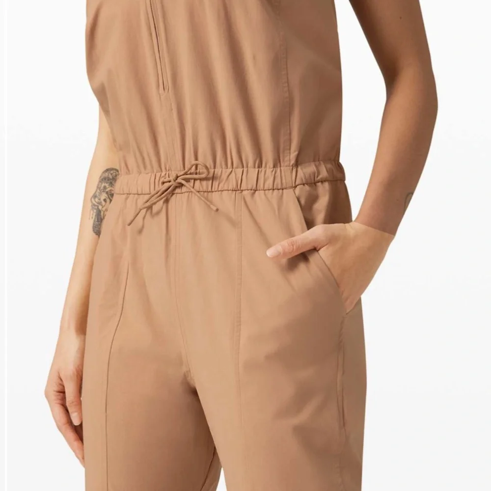 Lululemon Beige Shift in Time Cross Back Jumpsuit Sz 6 - Picture 3 of 16
